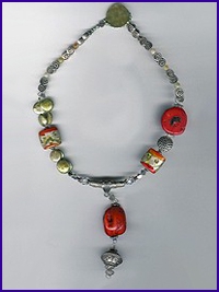 Talisman Passion/Wealth is Coral, Jade, Mother of Pearl, Sterling Silver - Email Elaine to purchase.